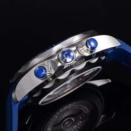 OM Factory Omegatop-tier watch new Seamaster 300m men's blue dial blue rubber strapchronograph watch detail shots