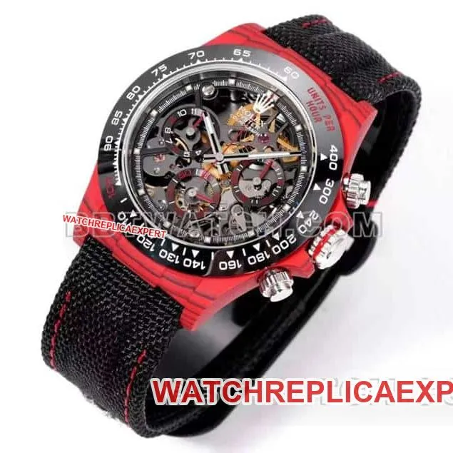 TW factory RolexDaytona1:1super carbon fiber hollow plate red side live photo