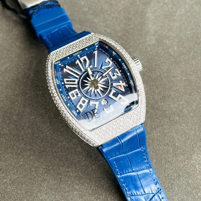 top-tier watch Frank Muller men's blue dialV45 SC DT series fully automatic movement watch clasp picture