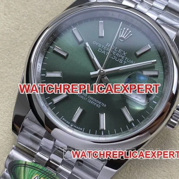 Rolextop-tier watch ARF FactoryDatejustgreen dial aperture 36mm steel bracelet caseback live photo