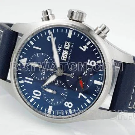 IWC collectible watch APS factory pilot blue dialchronograph69385movementleather strap model side live photo