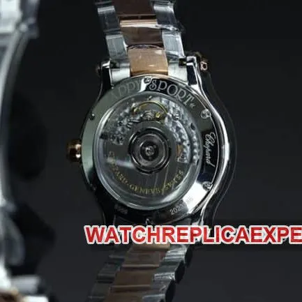 YF factory Chopardtop-tier watch ladies blue dial gold belt happy diamond automatic movement back cover picture