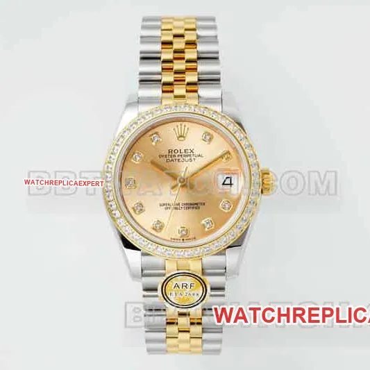 ARF FactoryRolex log 1:1super gold plate diamond bezel31mm intergold five-lattice chain link278383side live photo
