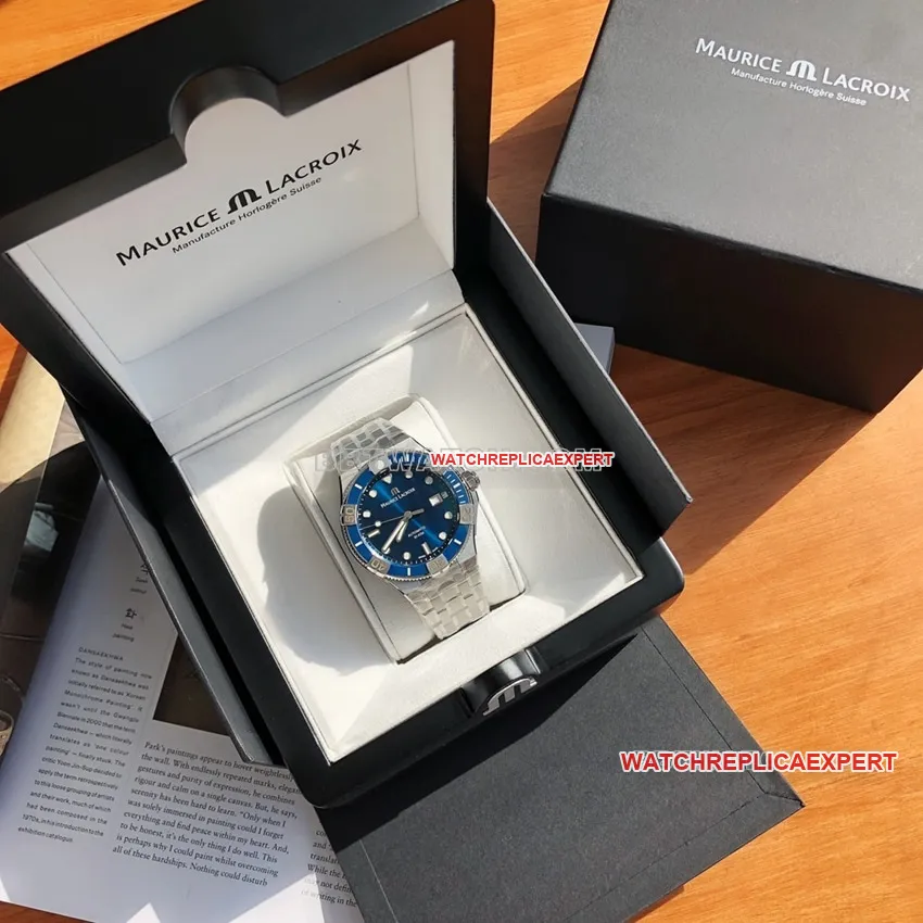 Maurice Lacroix top-tier 1:1high-quality replicablue dialsteel bracelet model AI6058caseback live photo