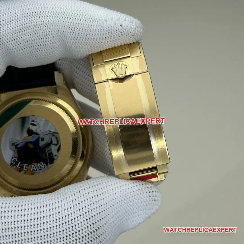 Clean factory Rolex Daytona super A imitation black plate all gold rubber models 126518 buckle actual photo