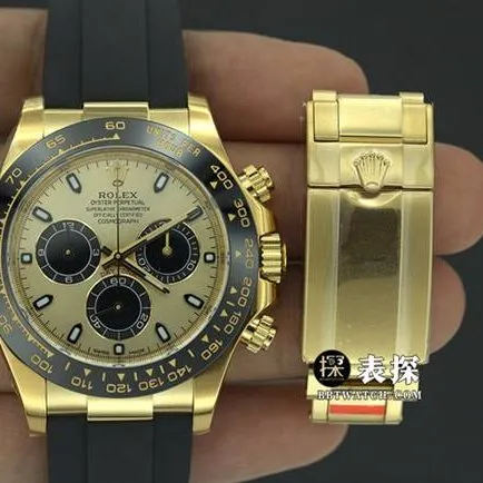 Factory C Rolex men's Cosmograph Daytona1:1super watch champagne panda dial rubber model M116518ln-0048 overall live photos