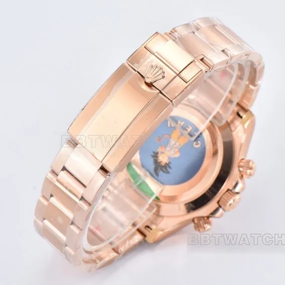 C factory RolexDaytona1:1super black diamond face rose goldsteel braceletm116505-0015front live photo