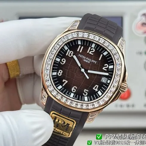 Patek PhilippePPM factory collectible watch Aquanaut dark brown dial diamond bezel5167front live photo