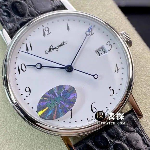 MKS classic Breguet watch silver white dialleather strap model 5177BB/29/9v6bracelet picture