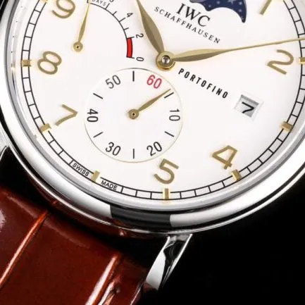 Side view of big factory high-quality TWIWC Portofino series white dial IW516409 see-through bottom watch