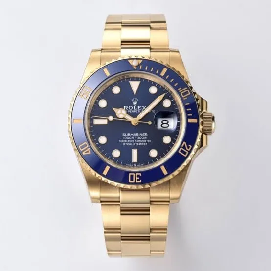 C factory SubmarinerRolex1:1replica watch deep blue dial18kyellow goldsteel bracelet model m126618lb-0002front live photo