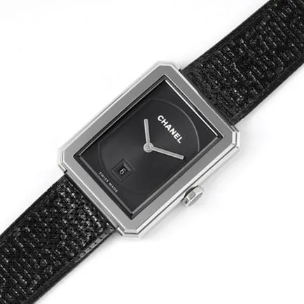 top-tier replicaChanel women's black dial black belt BOY FRIEND series quartzleather strap watch back cover picture