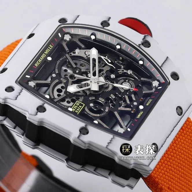 BBR RM 35-01Richard Mille1:1replica watch men's black dial orange Velcro bracelet side live photo