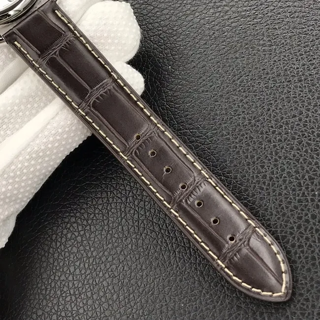 MK factory top-tier watch Longines men's white dial brown belt famous craftsman series automatic movementleather strap watch side view