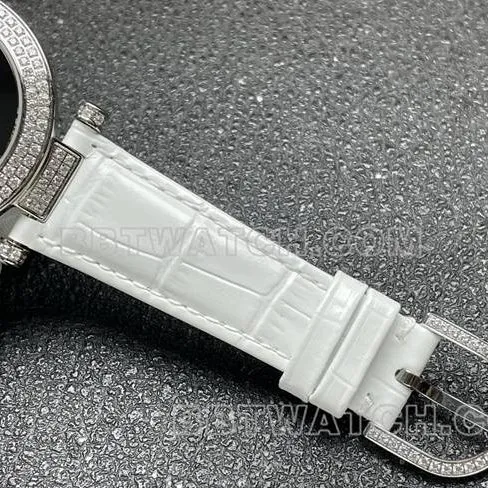 top-tier watch frank mill quartz ABF factory black dialdiamond bezel white leather braceletbraceletlive photos
