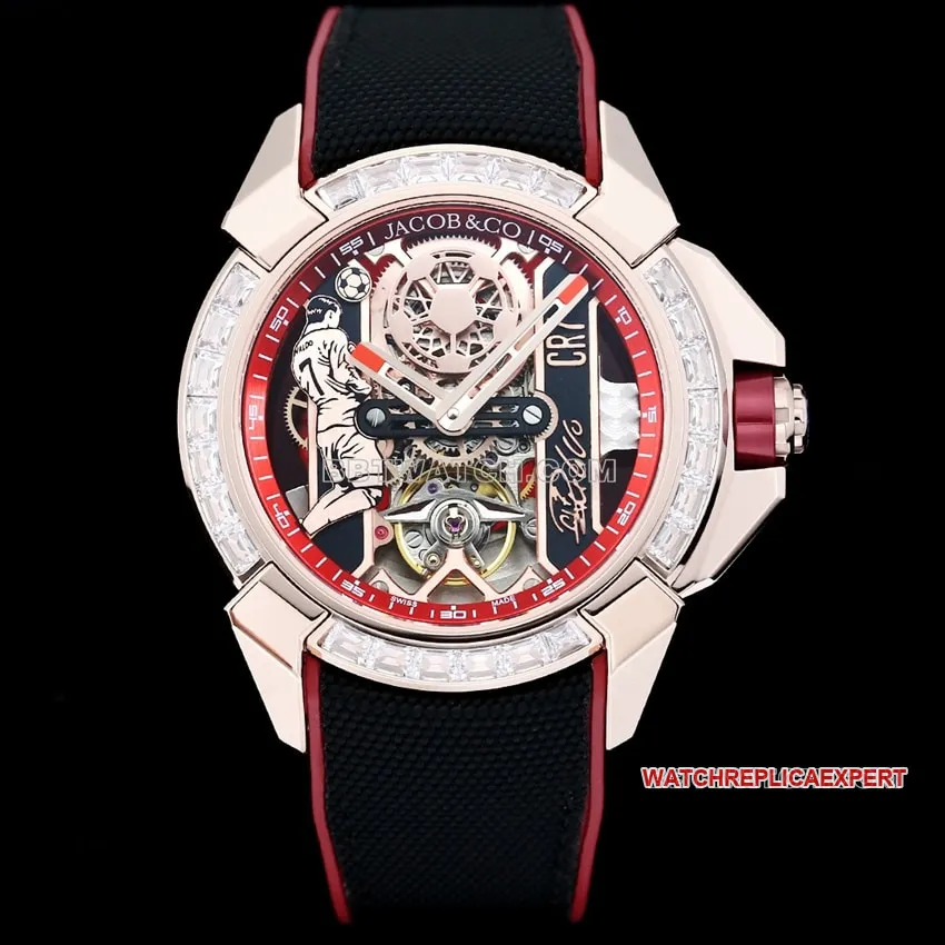 TW factory Czech Leopard top-tier replicaC Ronaldo CR7 jointly customized diamond bezel black and red model braceletlive photos