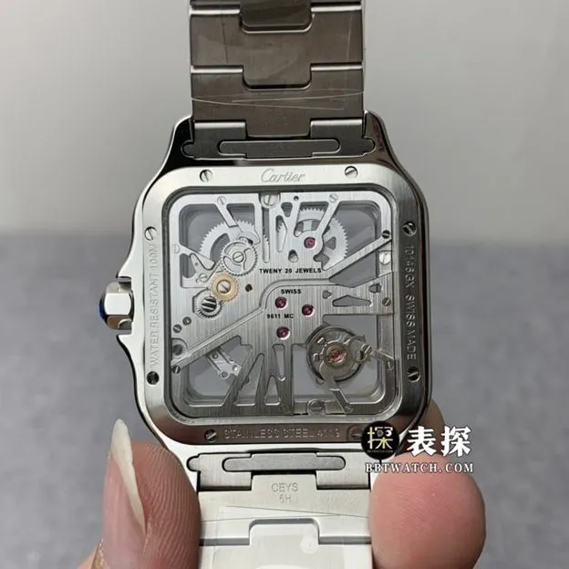 TW factory Cartier Santos watch men's hollow steel bracelet model pictures and prices side live photo