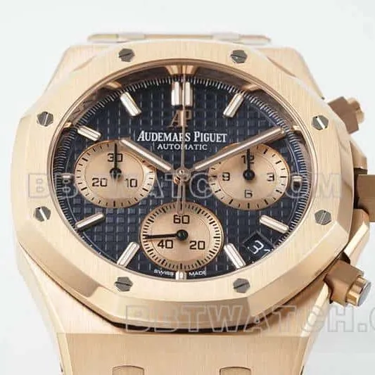 APS factoryAudemars PiguetRoyal Oaksuper cloneblue dialchronographrose gold26240side live photo