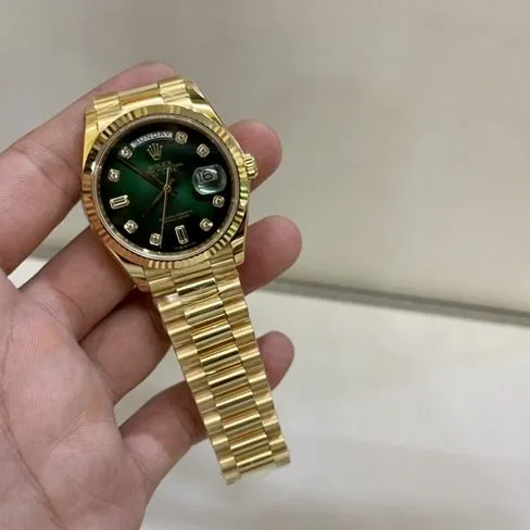 top-tier watch Rolex men's green dial gold belt Datejust South Africa real diamond mechanical watch clasp picture