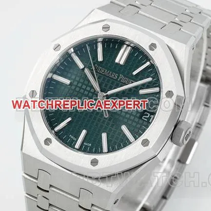 top-tier watch Royal OakDDF factory Audemars Piguetgreen dial4302 mechanical 15510braceletlive photos