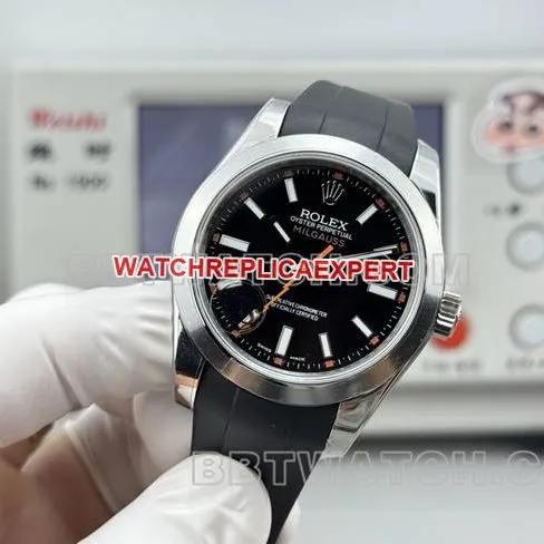 top-tier watch magnetic type VS FactoryRolexblack dial black rubber caseback live photo