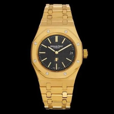 top-tier watch Audemars PiguetRoyal Oak15202 super two-needle mechanical movement gold plate black bottom men's watch movement picture