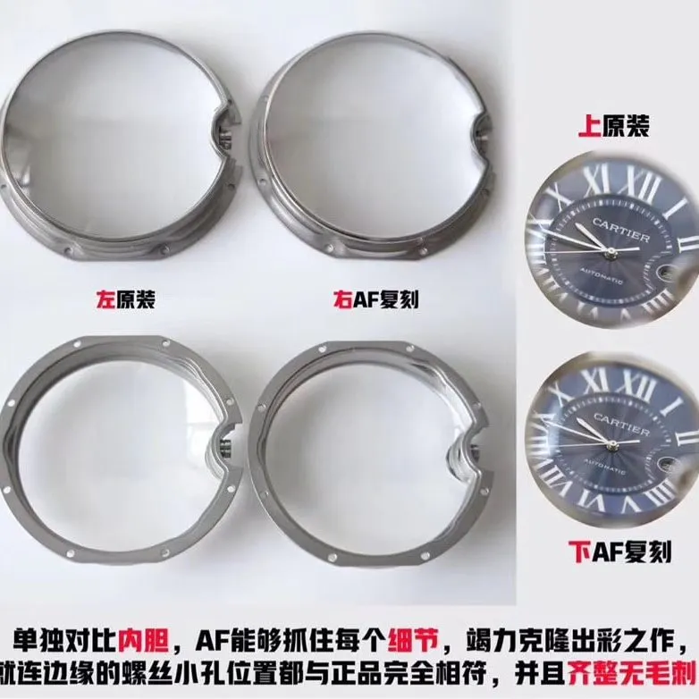 AFCartier Blue Balloon 42mm Large Men's Mechanical Watch Authentic and Fake Comparison Review Bottom Cover Detail Shots