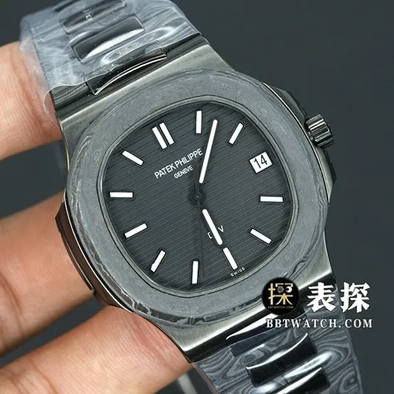DiWPatek Philippe sporty and elegant watch black dial white needle steel bracelet model pictures and prices side live photo