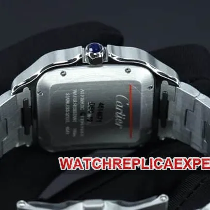 BV Factory Cartier Top Watch Men's White Dial Steel Band New Santos Automatic Mechanical Watch Clasp Photos