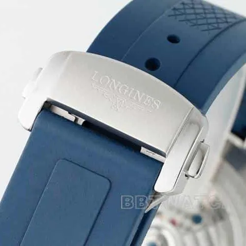 AFLongines Concast stop-tier 1:1super blue dial rubber style L3.835.4.91.2side live photo