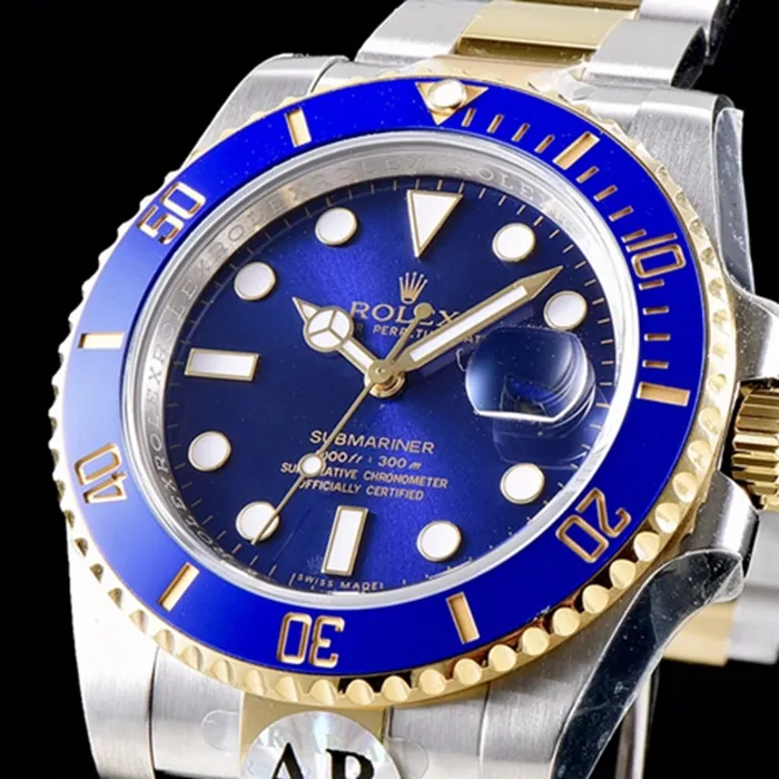top-tier watch Rolex men's blue dial Submariner series steel bracelet watch movement picture