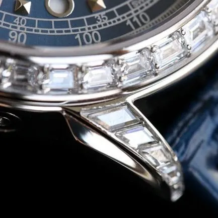 PFF factory top-tier replicaPatek Philippe super complex function chronograph series men's blue dial blue belt mechanical watch side view