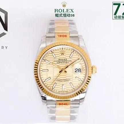 EW FactoryRolextop-tier watch men's gold disc gold belt Oyster Datejust36 series mechanical watch side view