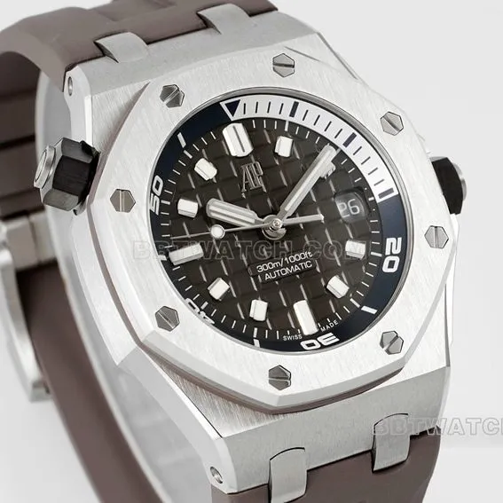APS factory Audemars PiguetRoyal Oak offshore top-tier 1:1high-quality gray plate rubber model 15720ST.OO.A009CA.01caseback live photo