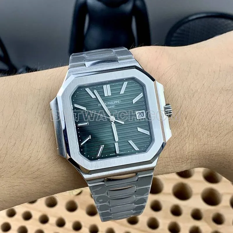 Patek Philippe1:1replica watch PPF FactoryCubitusgreen dial45MMsteel bracelet model 5821front live photo
