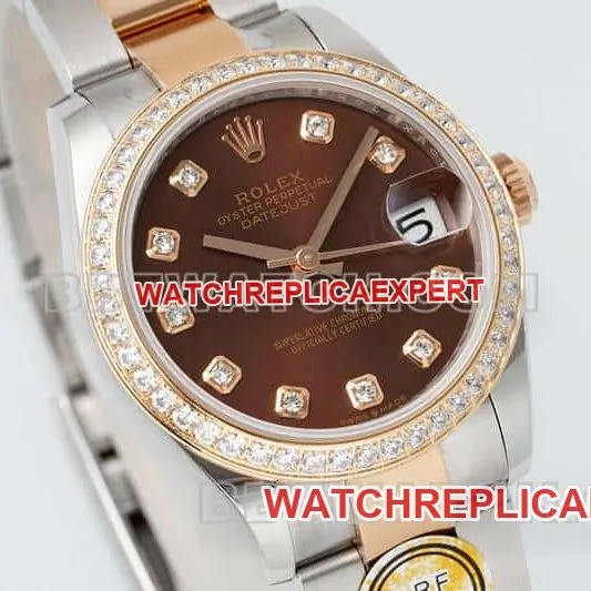 ARF FactoryRolex log brown disc diamond bezel31mm gold three grid link 278381braceletlive photos