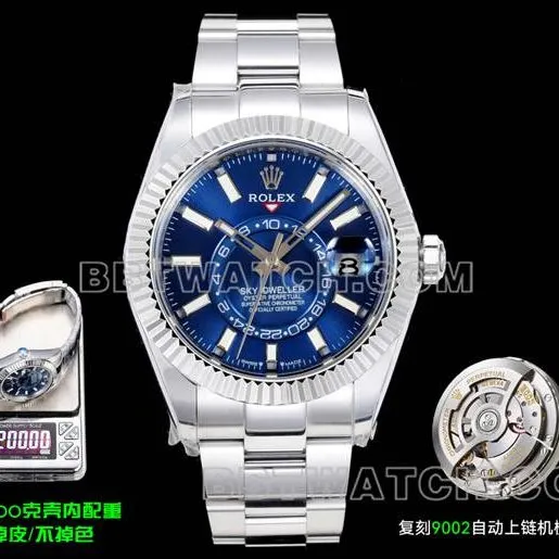 top-tier watch AR+ factory pilot Rolexblue dial mechanical steel braceletside live photo
