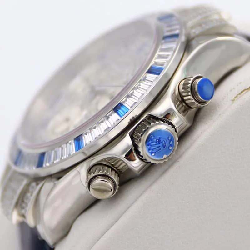 Rolextop-tiersuper watch Daytona series pavé 116599 starry blue diamond men's watch bracelet picture