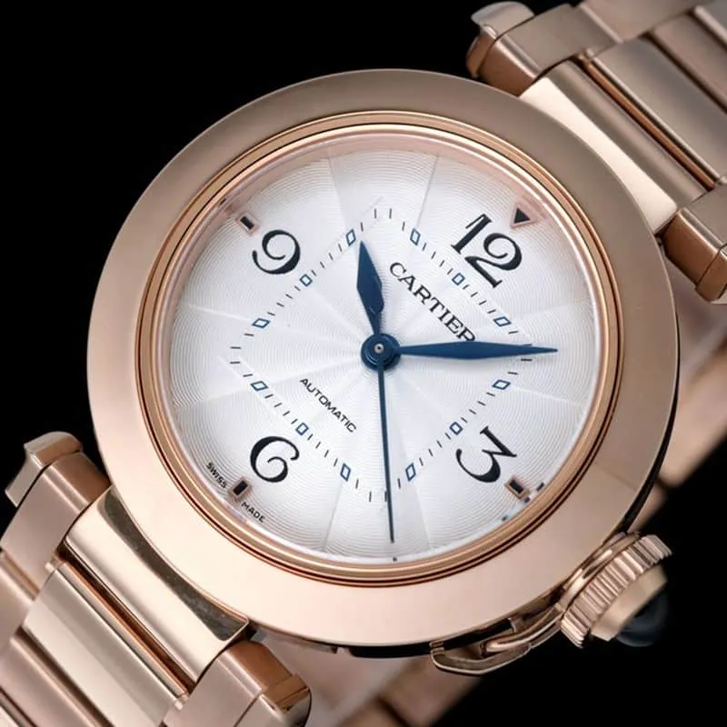 Cartiertop-tiersuper watch Pasha series ladies full automatic movement white face rose gold watch movement picture