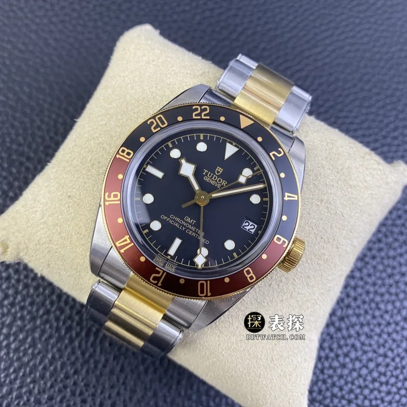 ZF Biwan Tudor1:1replica watch black dial root beer ring steel bracelet model M79833MN-0001 side view