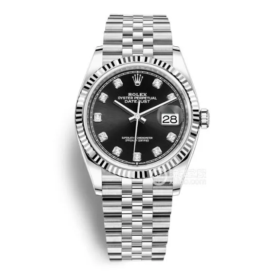 C factory Rolex log top-tier replica36mm black diamond five-grid chain link m126234-0027side live photo
