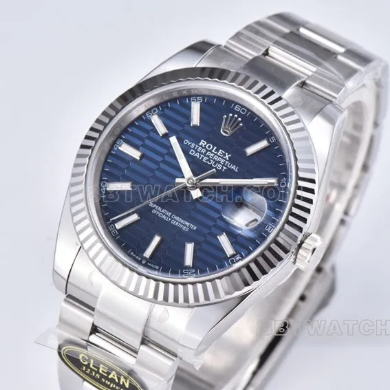 C factory Rolex log top-tier 1:1super blue pit pattern three grid chain m126334-0031side live photo
