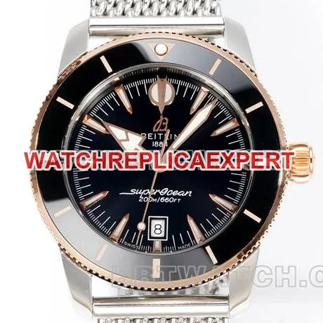 1:1replica watch BLS factory super ocean culture Breitlingblack dialrose gold steel braceletside live photo