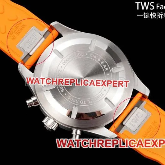 1:1replica watch pilot TWS factory IWC black dial orange rubber model side live photo