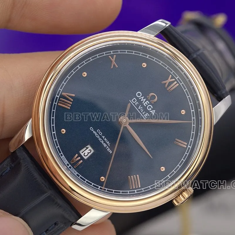 A+Omega Diefei top-tier watch rose goldblue dial 39.5mm men's thickness