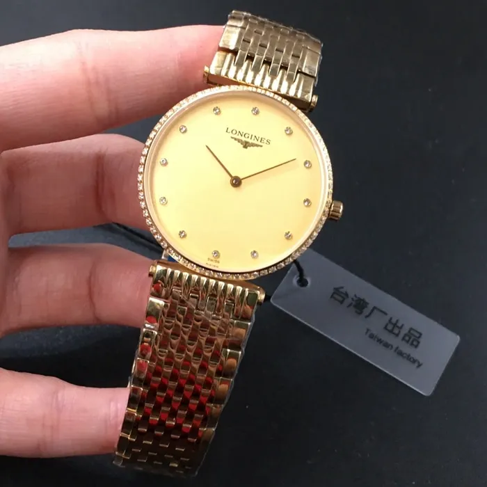 top-tier watch Longines couple watch gold plate gold belt Jialan series quartzsteel bracelet watch clasp picture