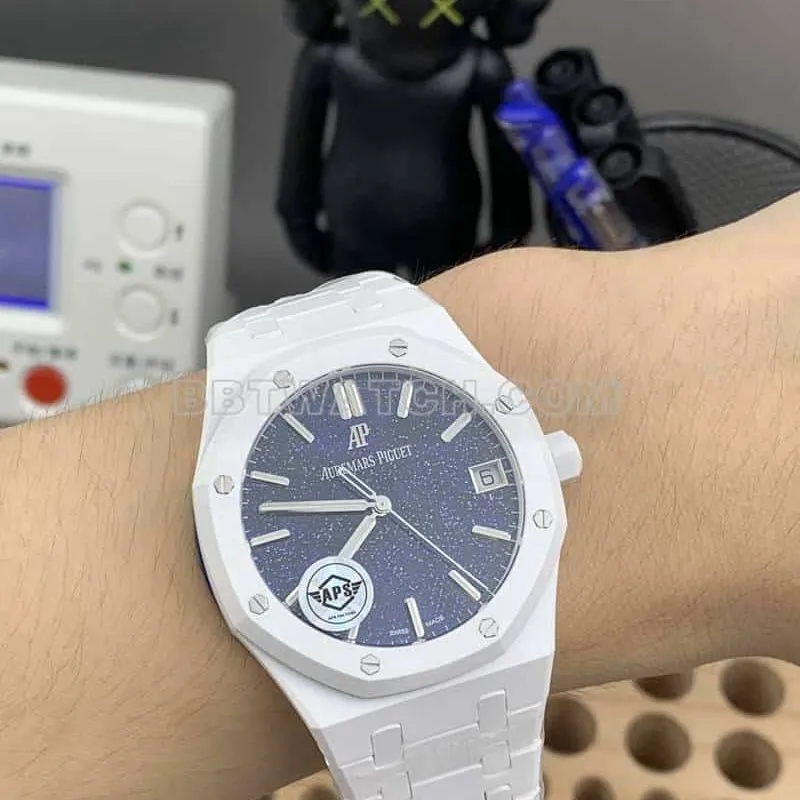 APS factory Audemars PiguetRoyal Oaktop-tier 1:1super starry sky disk white ceramic15500lumelive photos