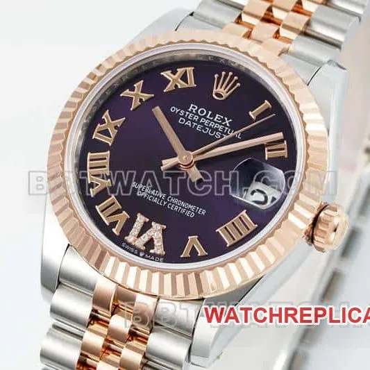 ARF FactoryRolex log 1:1top-tier purple plate 31mm gold five-grid chain link 278271side live photo