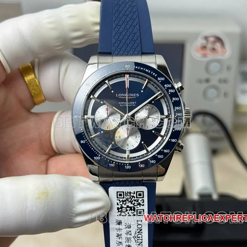Longinestop-tier watch AF Factory Concas blue dial7750movement42mm rubber model side live photo