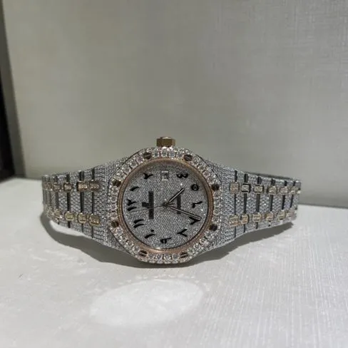 top-tier watch Audemars Piguet men's gray plate steel bracelet watch detail shots